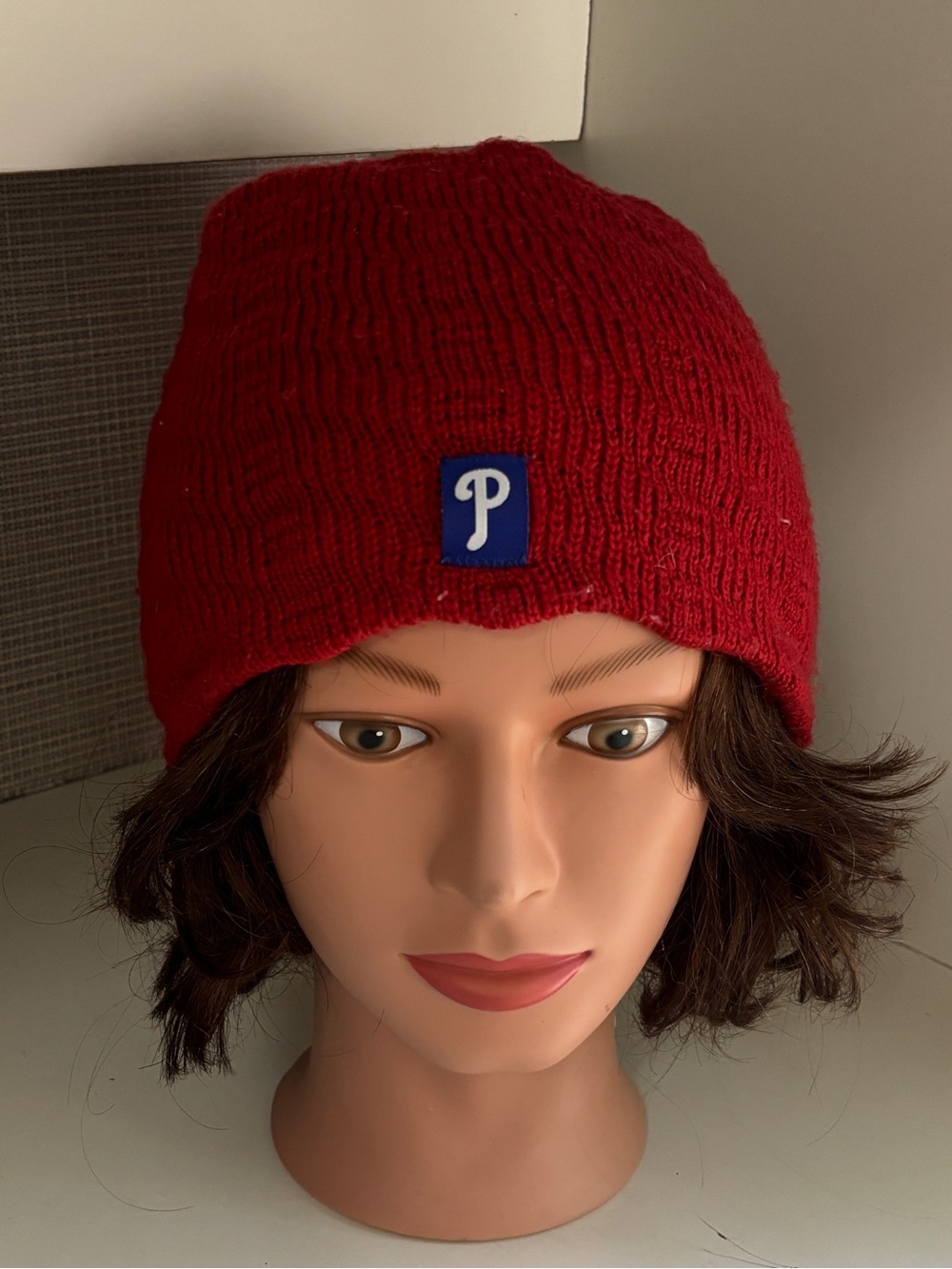 Nike Red Knit Beanie with Blue 'P'hillies logo   OS